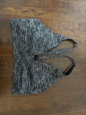 Women's Black and White Marled Sports Bra Top VSX